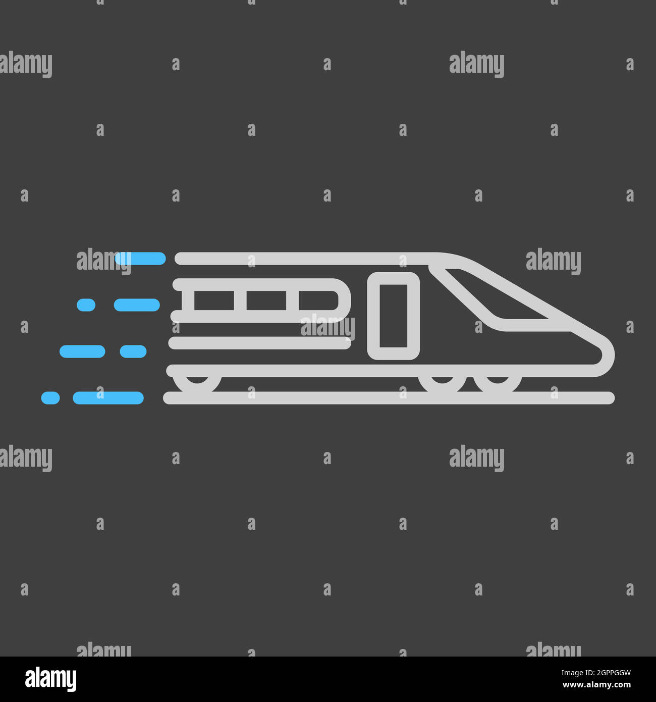 Icona vettore piatto treno passeggeri ad alta velocità su sfondo scuro Illustrazione Vettoriale