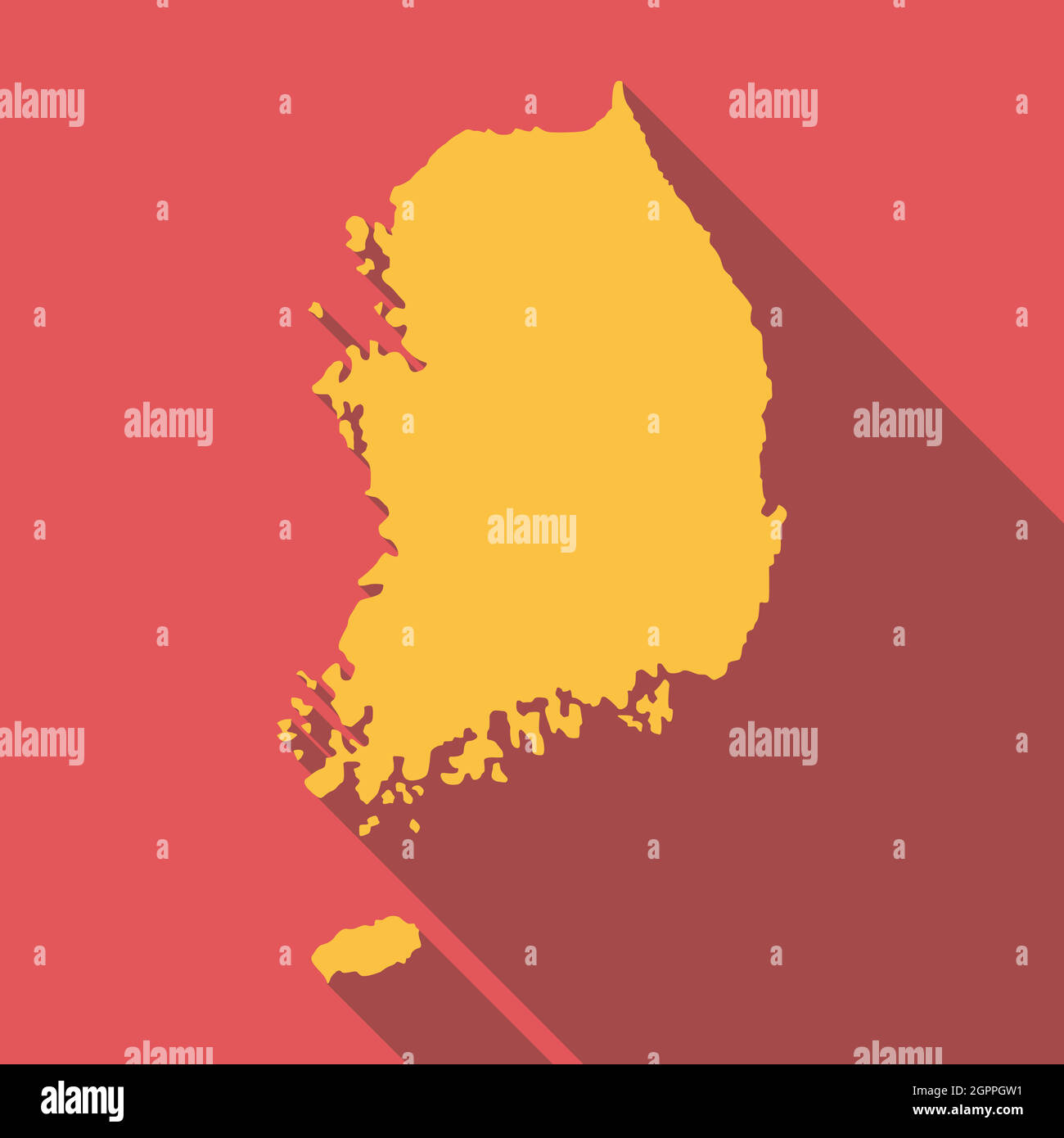 Corea icona mappa, stile piatto Illustrazione Vettoriale