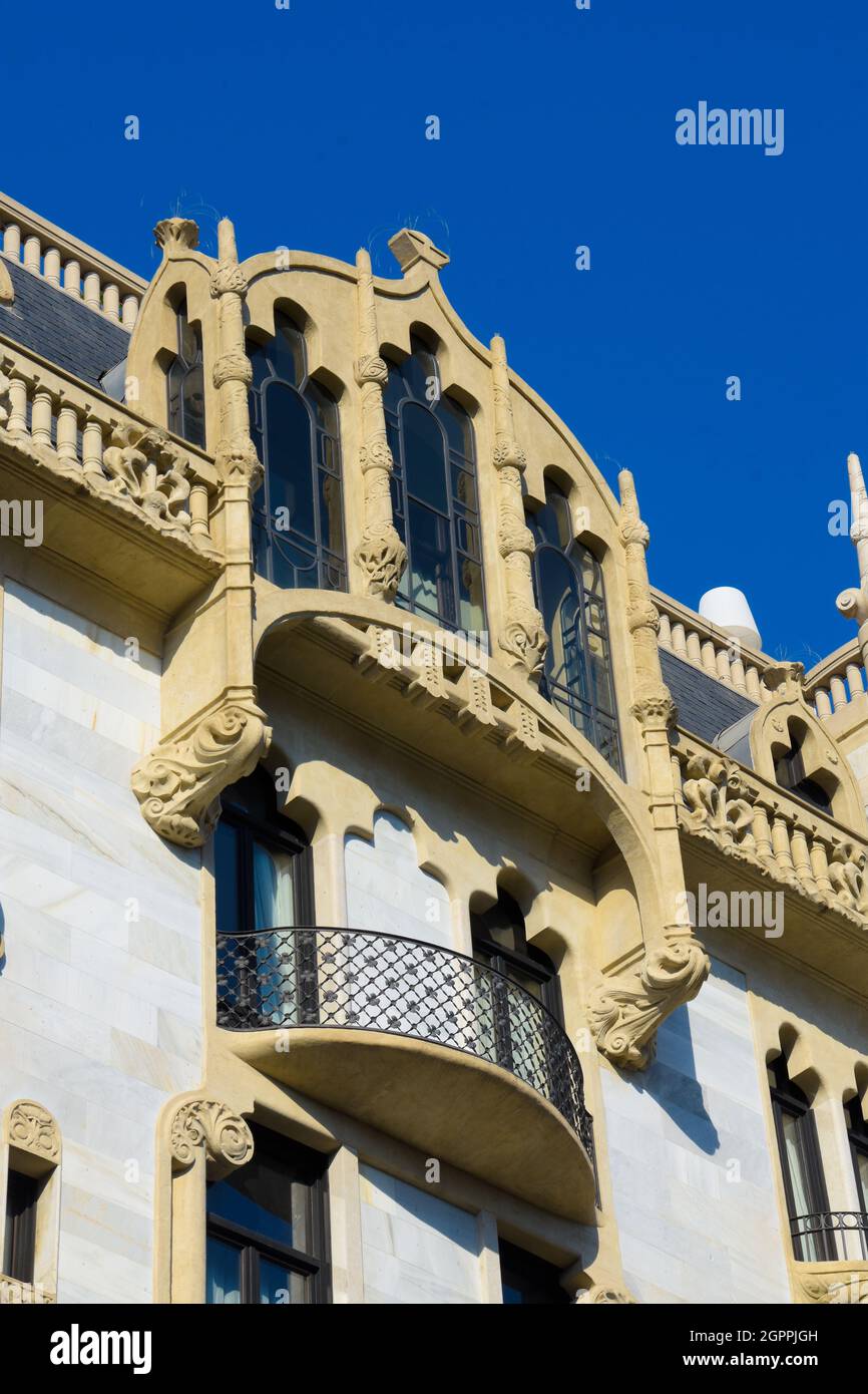 Dettaglio. Hotel Casa Fuster by Lluis Domenech i Montaner. Barcellona, Catalogna, Spagna Foto Stock