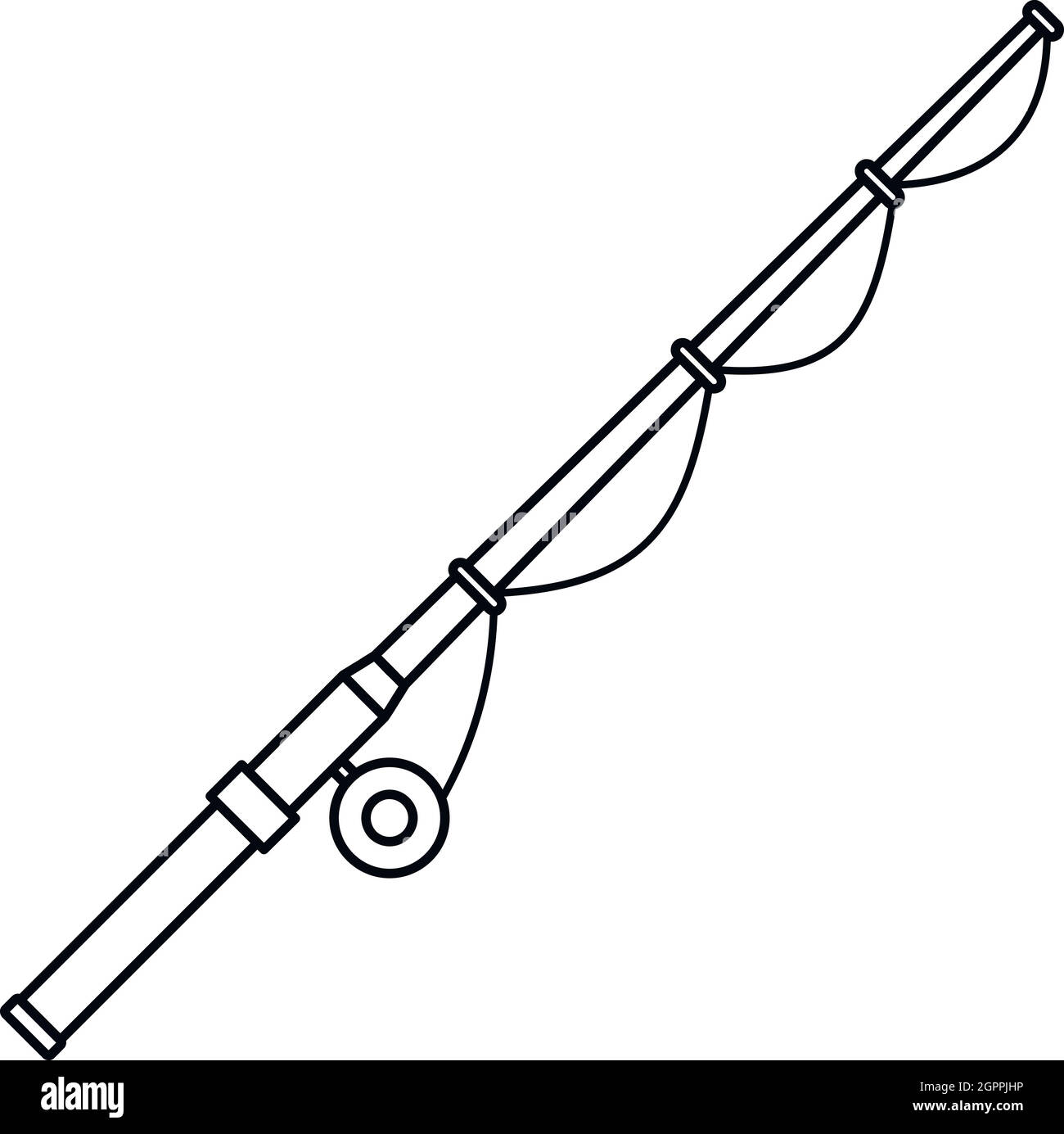 Canna da pesca icona, stile contorno Illustrazione Vettoriale