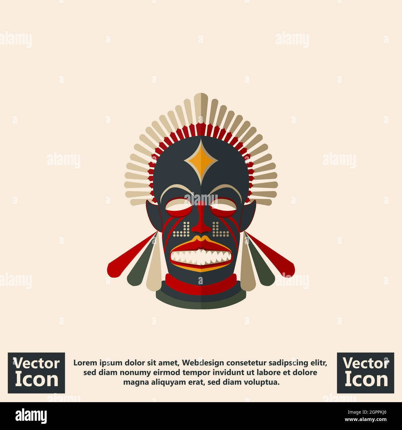 Maschera tribale di stile piatto Illustrazione Vettoriale