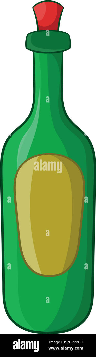 Verde bottiglia di vino icona, stile cartoon Illustrazione Vettoriale