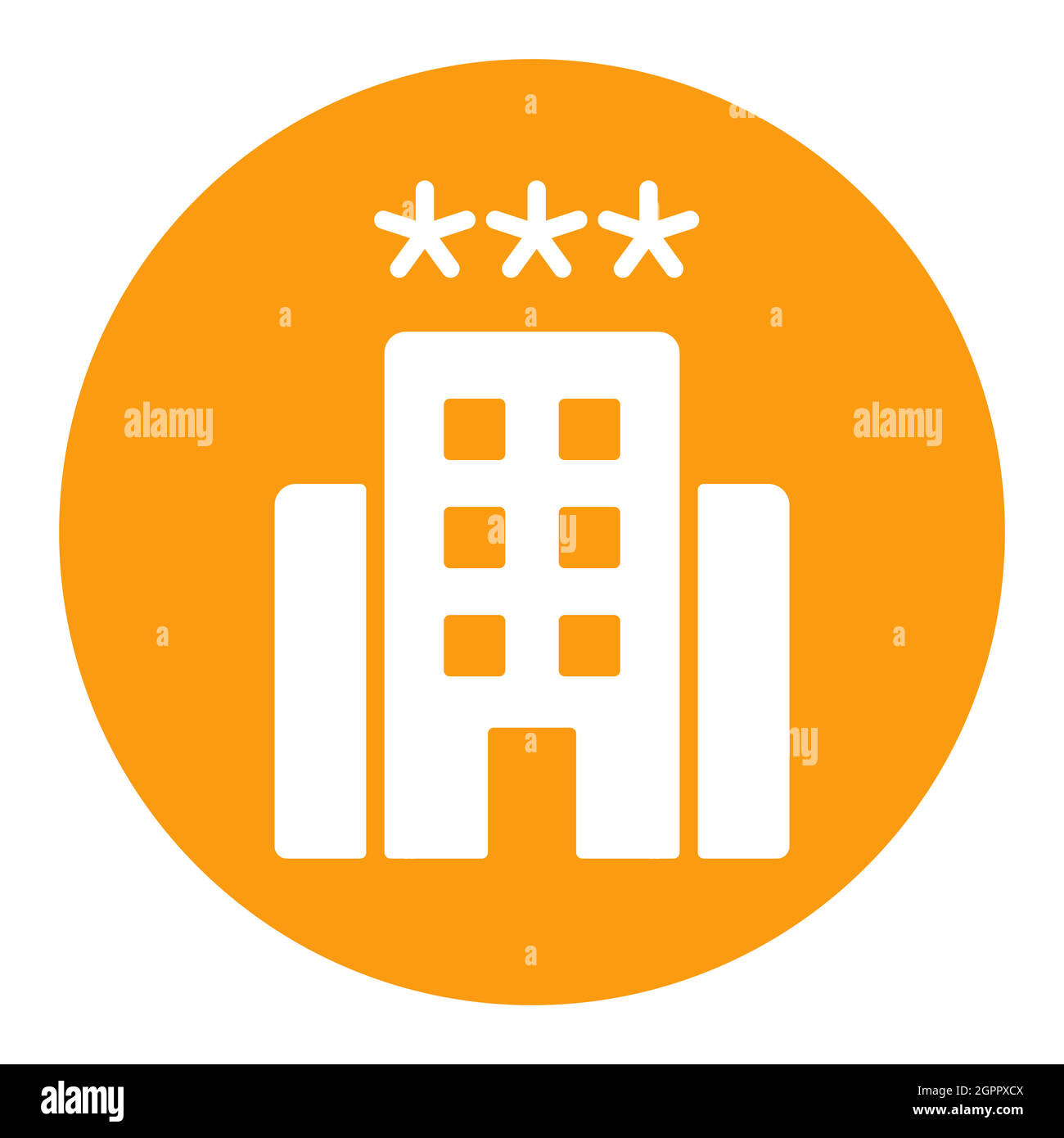 Tre stelle hotel vettore piatto isolato bianco glifo icona Illustrazione Vettoriale