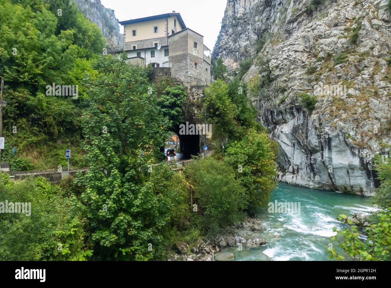 Asturie in Spagna: La Ruta de Cares e la gola del Rio Cares. Foto Stock