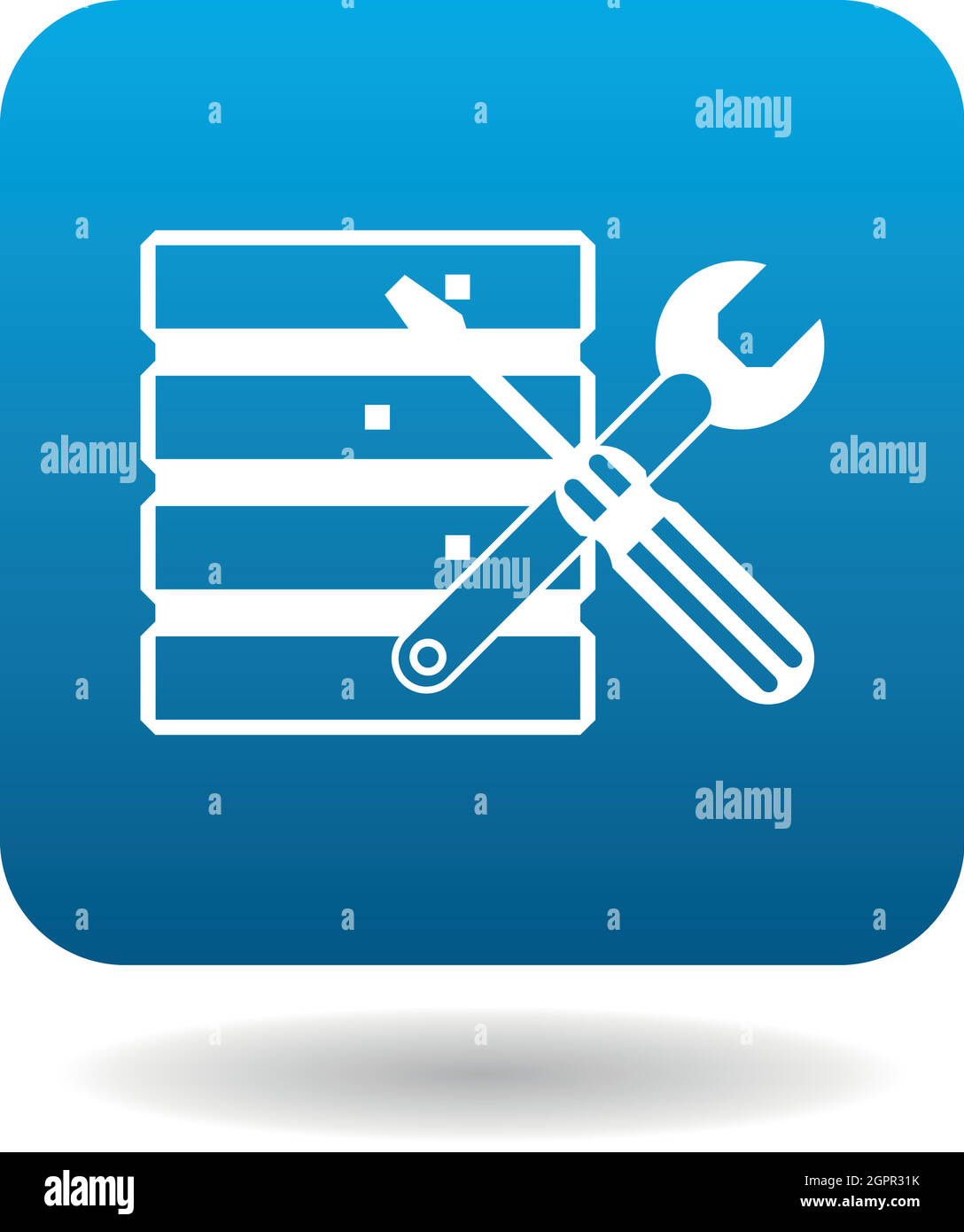 Il database icona setup, stile semplice Illustrazione Vettoriale