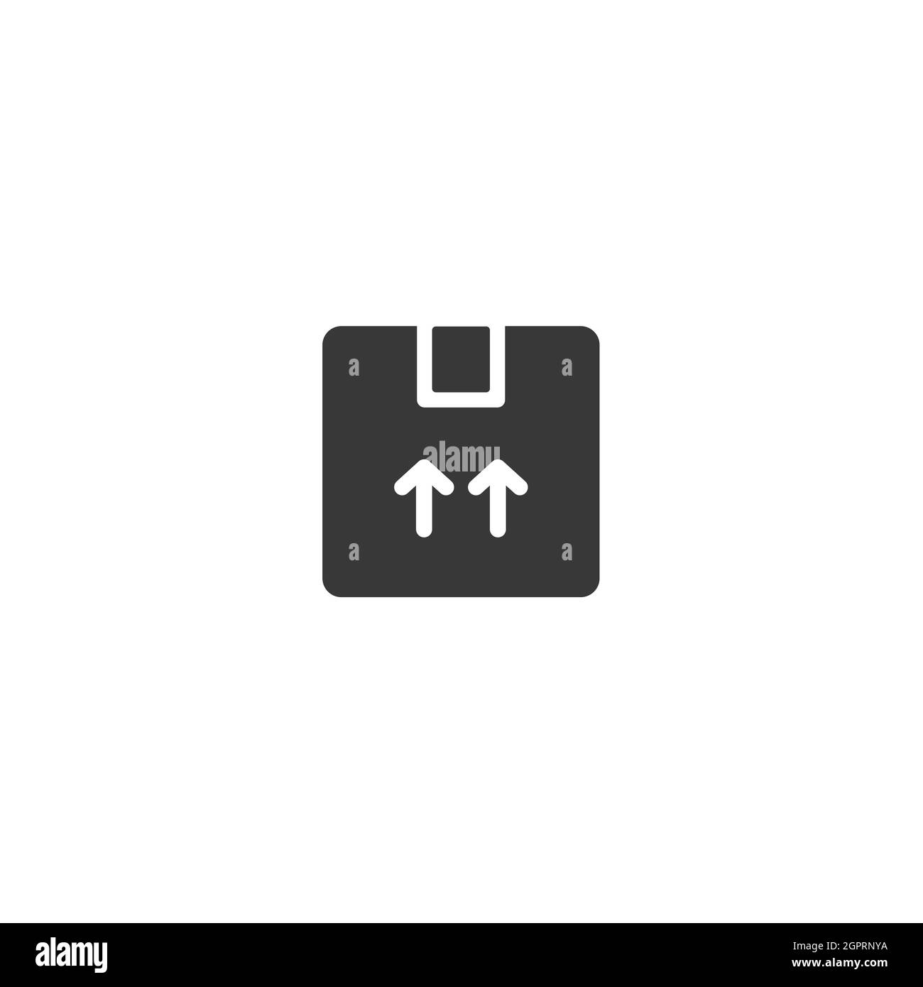 Confezione del prodotto. Scatola di spedizione e consegna. Icona isolata. Illustrazione del vettore glyph di commercio Illustrazione Vettoriale