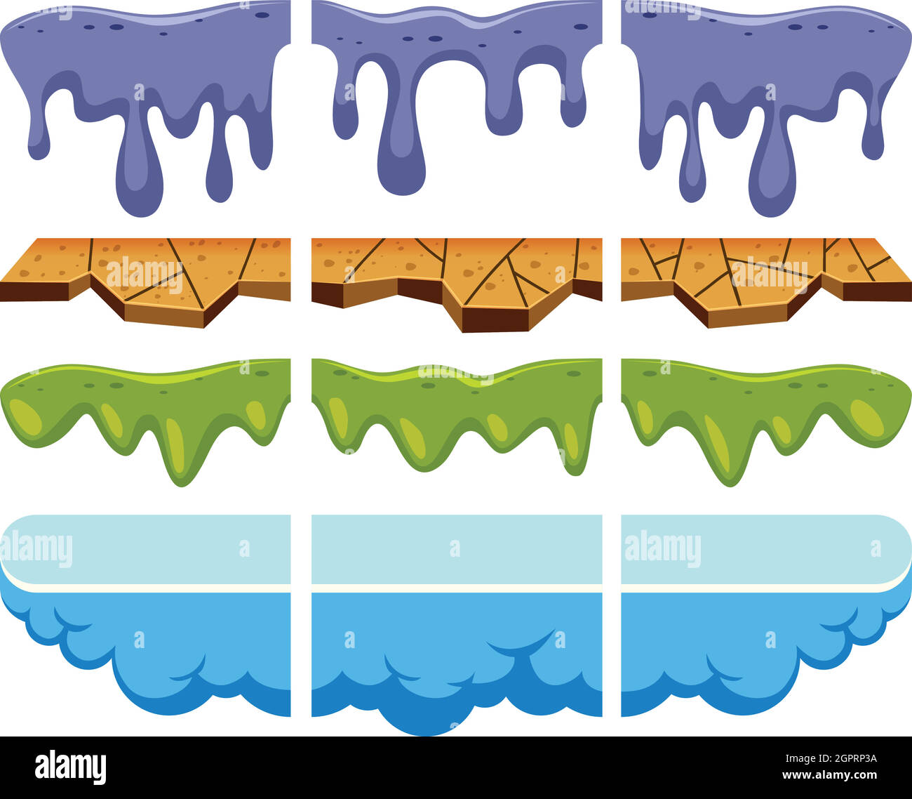 Piattaforma di gioco diffrente su sfondo bianco Illustrazione Vettoriale