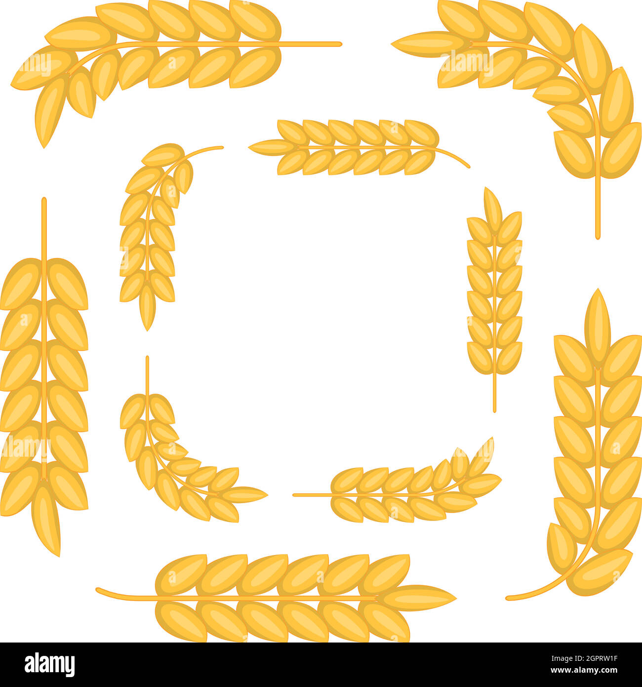 I telai realizzati dai picchi di frumento, icona di stile cartoon Illustrazione Vettoriale