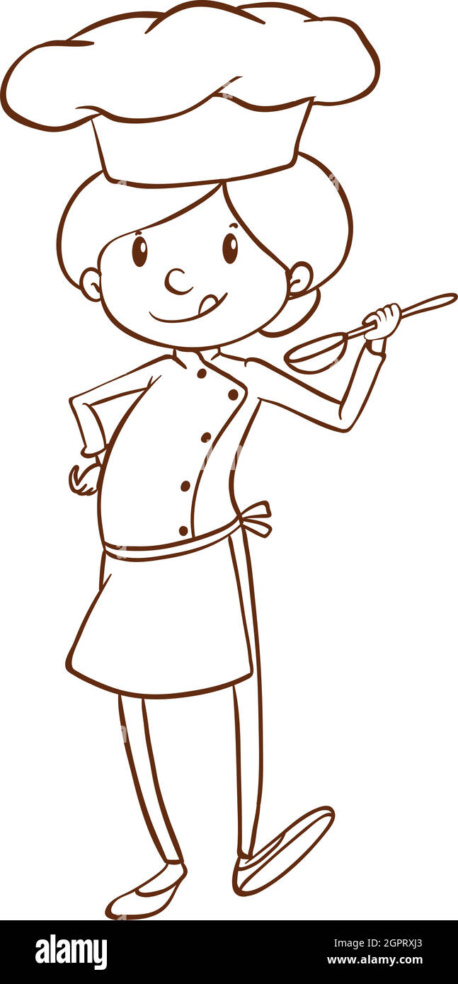Un semplice schizzo di una cuoca femminile Illustrazione Vettoriale