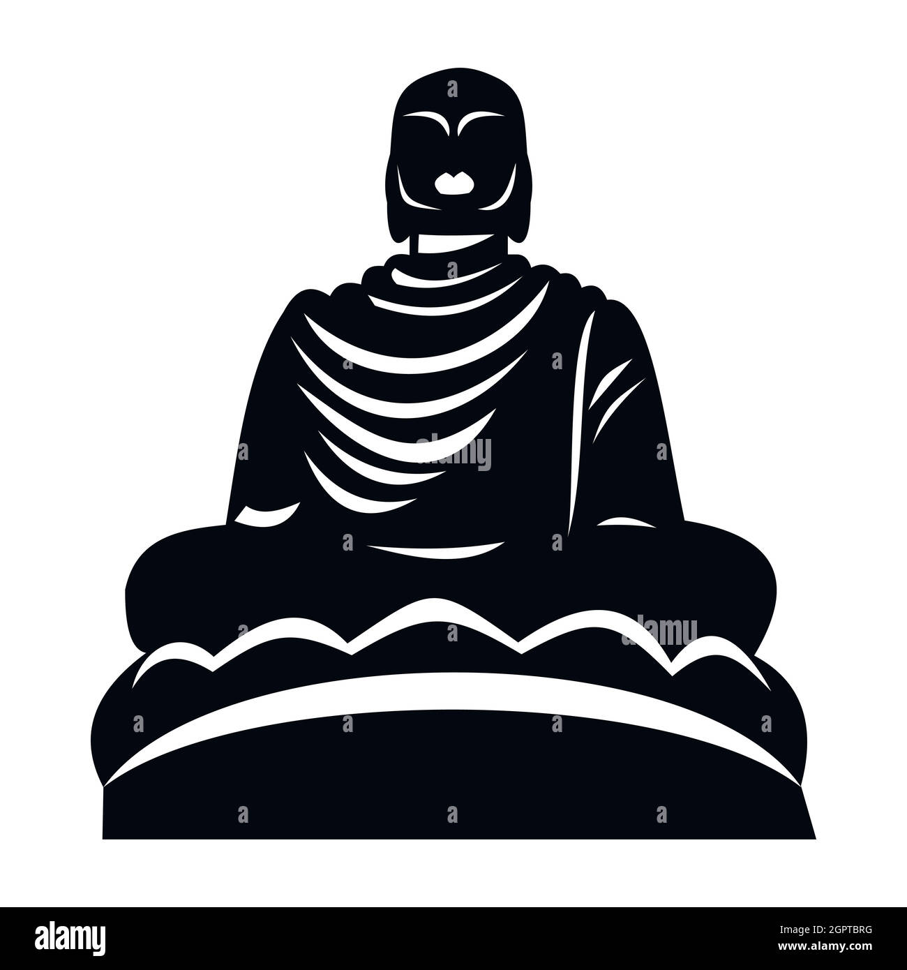 La statua di Buddha, icona di stile semplice Illustrazione Vettoriale