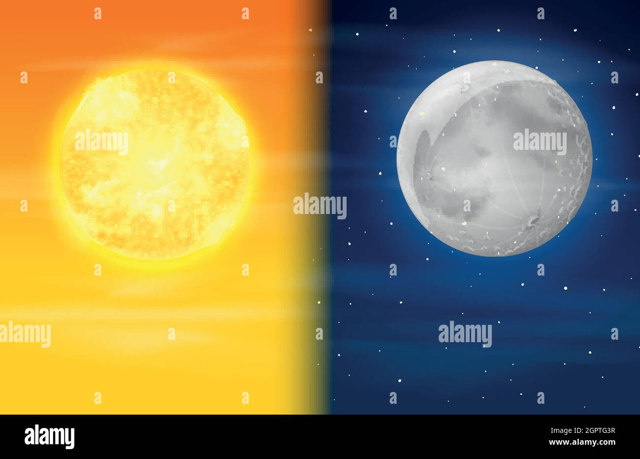 Giorno e notte su Sky Illustrazione Vettoriale