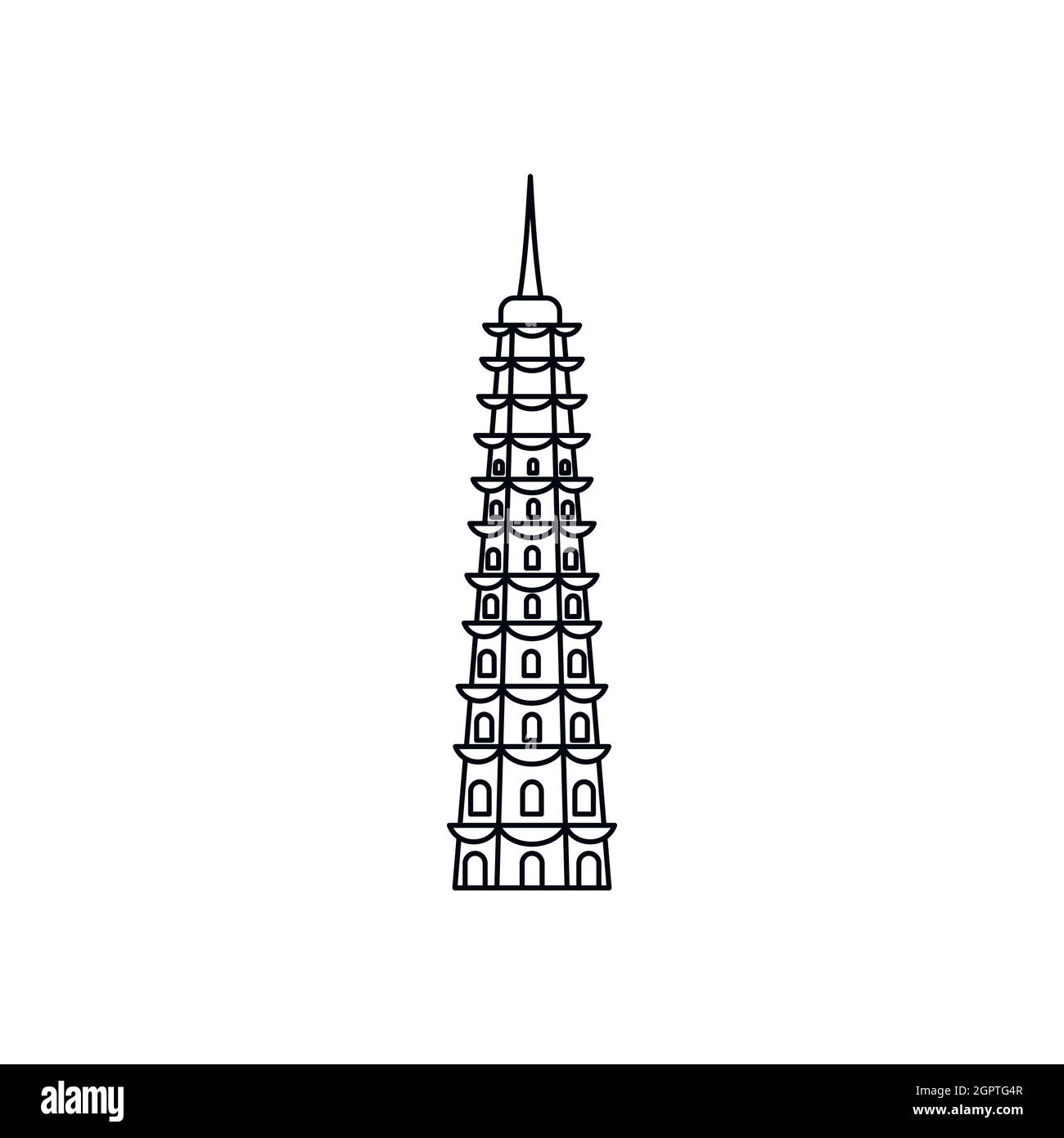 Icona del tempio, stile contorno Illustrazione Vettoriale