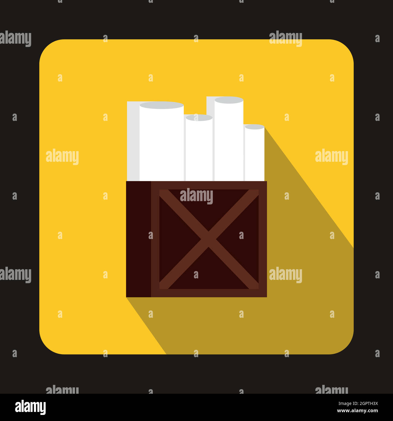 Rotoli di carta bianca in una scatola di legno icona Illustrazione Vettoriale