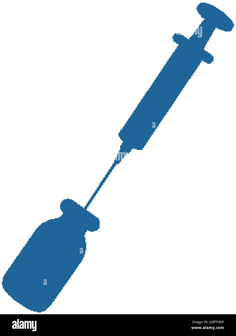 Siringa medica in plastica con ago e silhouette del flaconcino Illustrazione Vettoriale