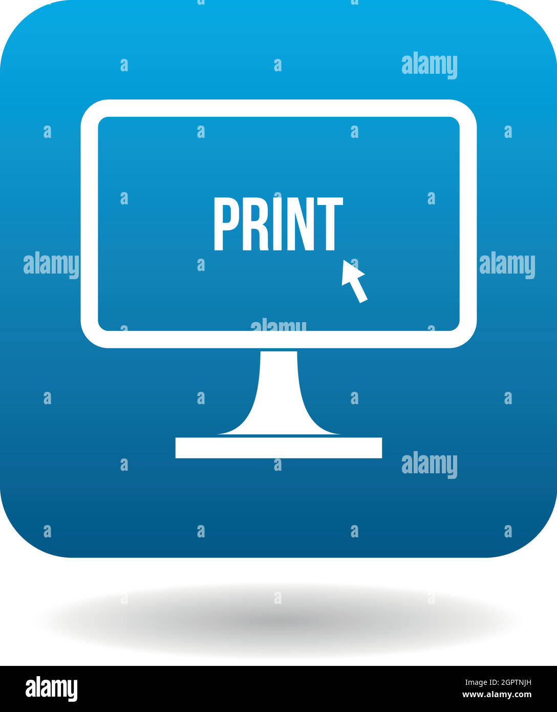 Parola di stampa su un computer Icona di monitor Illustrazione Vettoriale