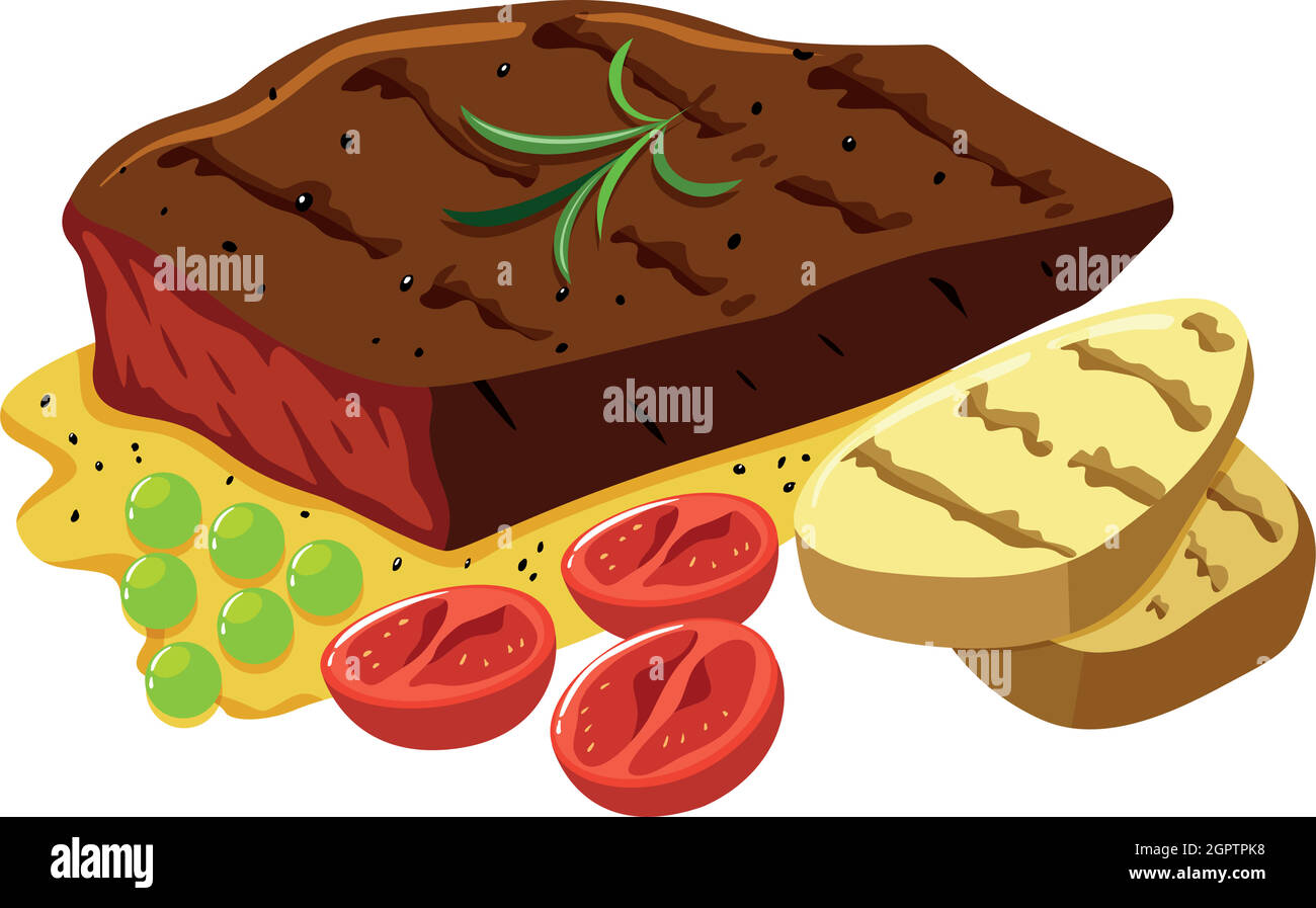 Bistecca di manzo e verdure Illustrazione Vettoriale