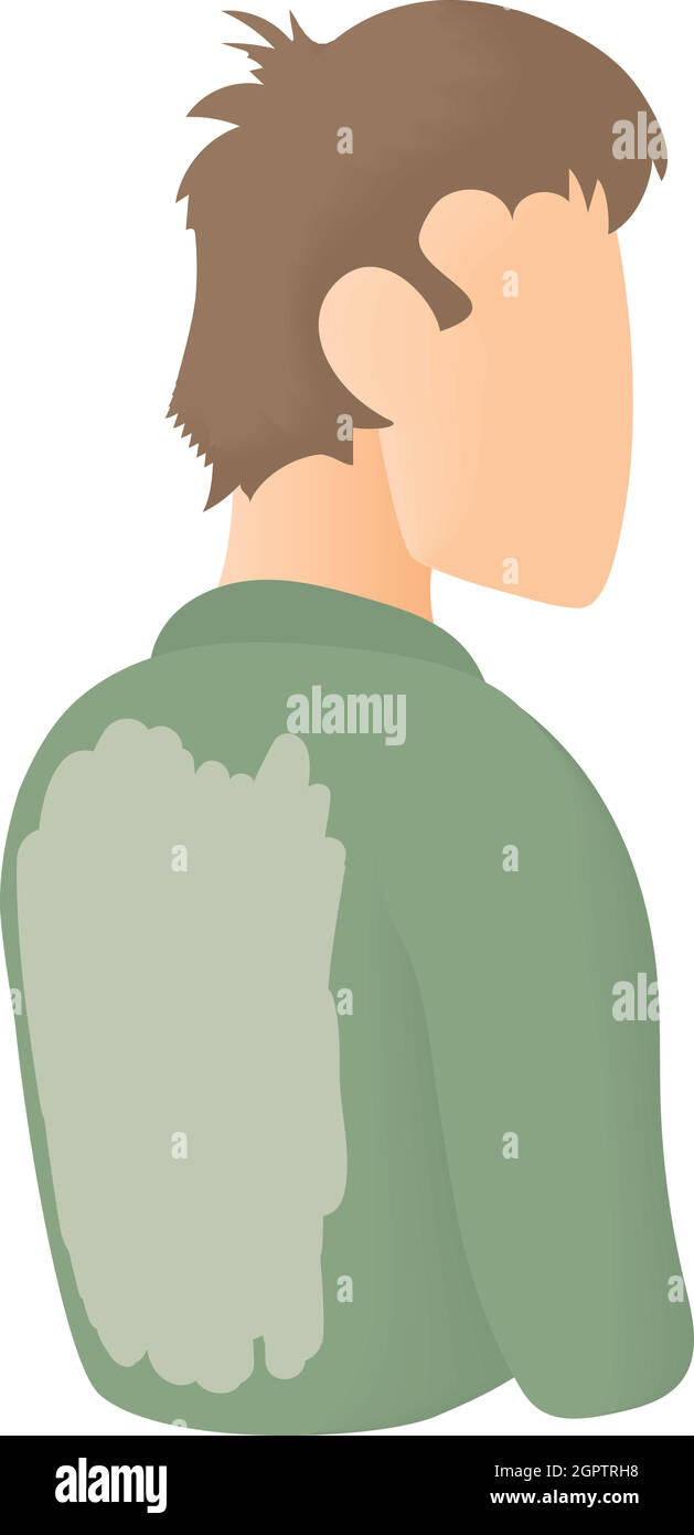 Uomo in una camicia macchiata sulla sua icona indietro Illustrazione Vettoriale