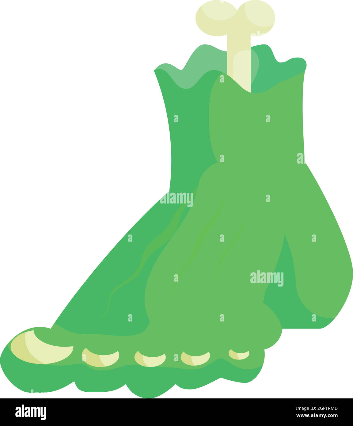 Zombie mostro verde icona del piede in stile cartoon Illustrazione Vettoriale