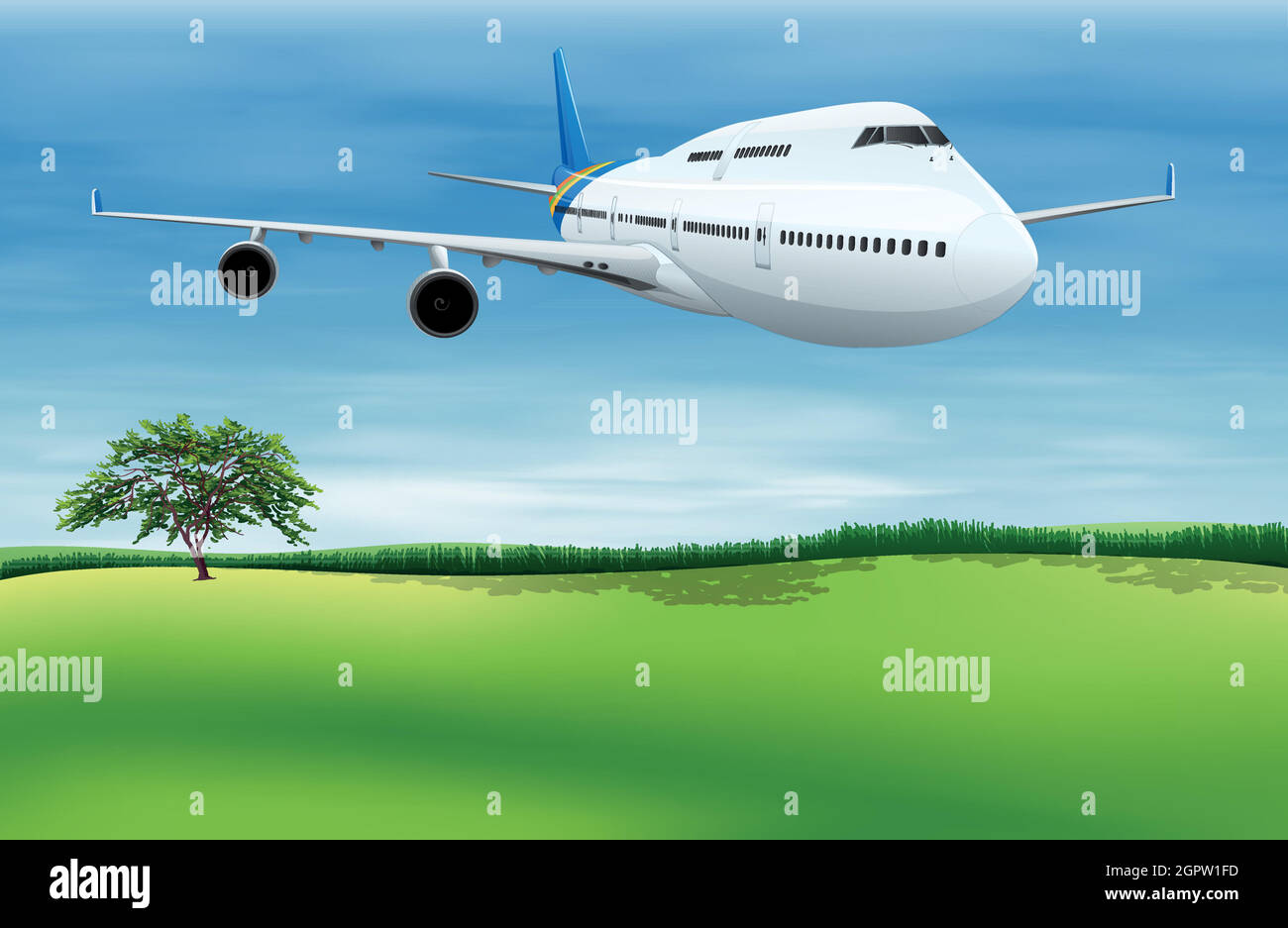Un aereo che sta per atterrare Illustrazione Vettoriale
