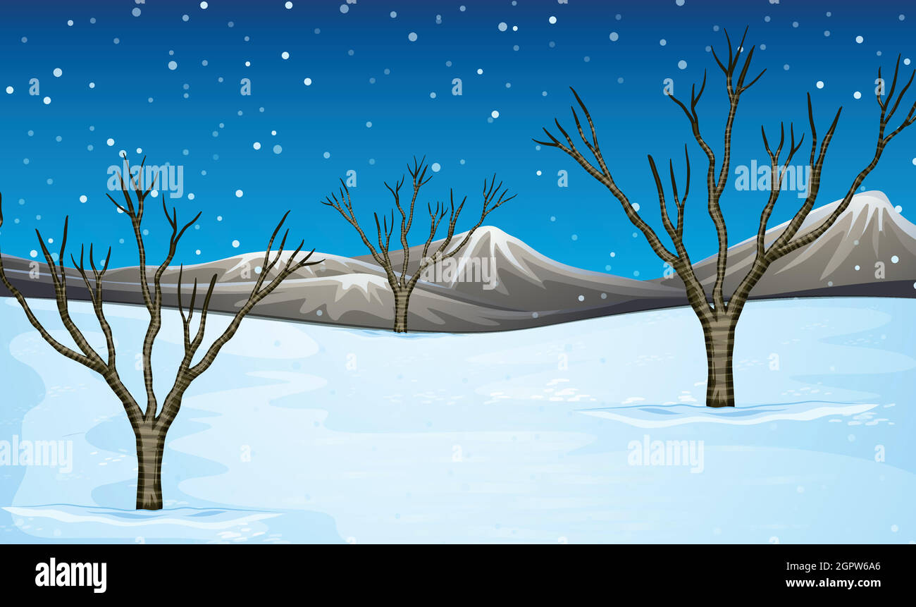 Campo coperto di neve Illustrazione Vettoriale