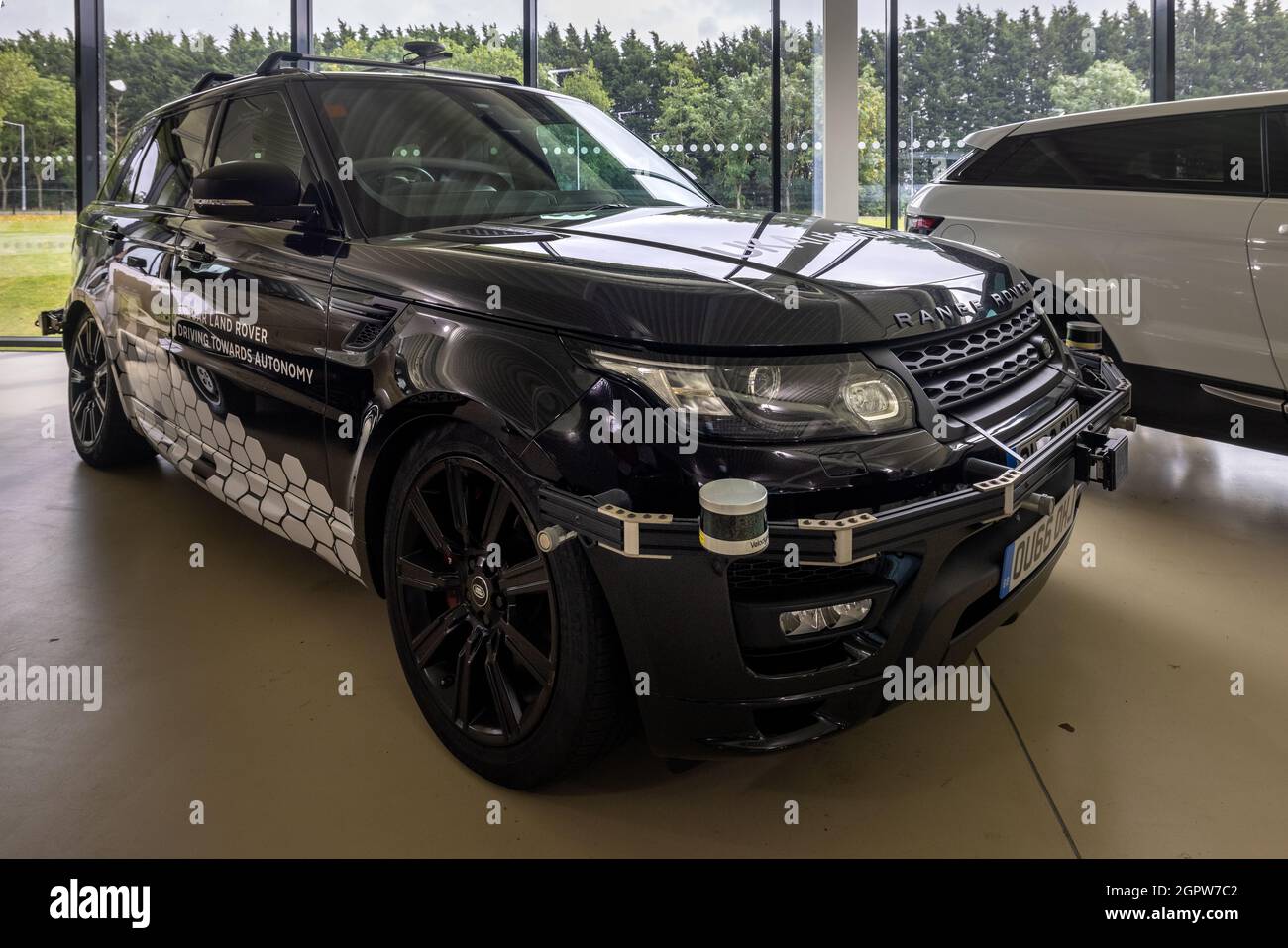 Range Rover Sport autonomo Jaguar Land Rover, in esposizione al British Motor Museum di Gaydon, Warwickshire, Regno Unito Foto Stock