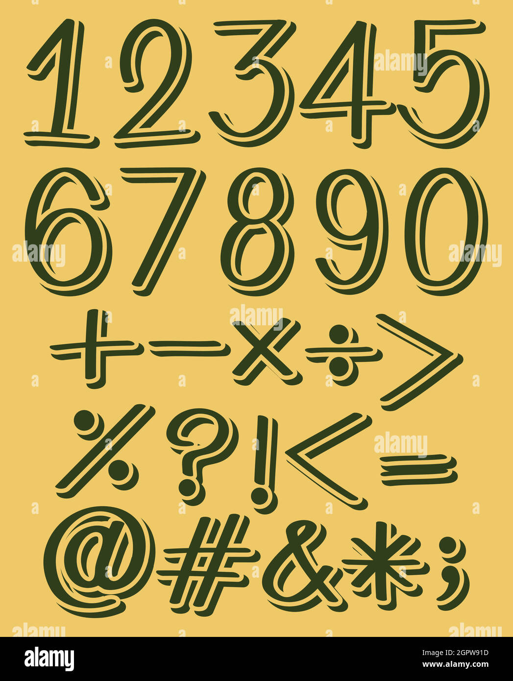 Valori numerici di colore verde Illustrazione Vettoriale