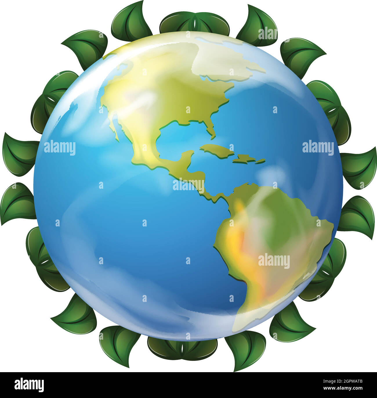 Un globo circondato da foglie Illustrazione Vettoriale