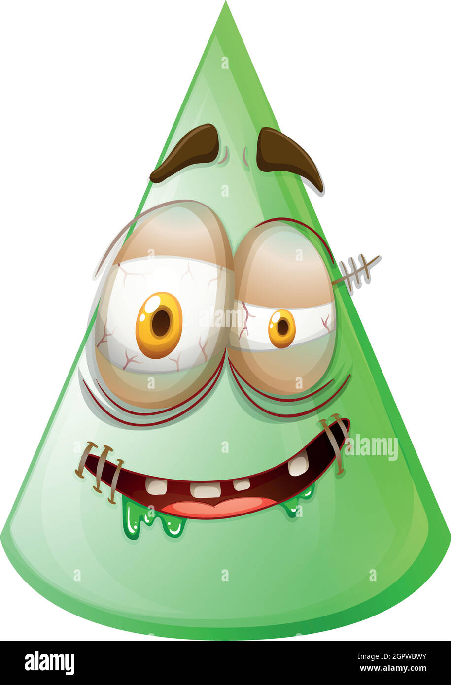 Cono verde con faccia monster Illustrazione Vettoriale