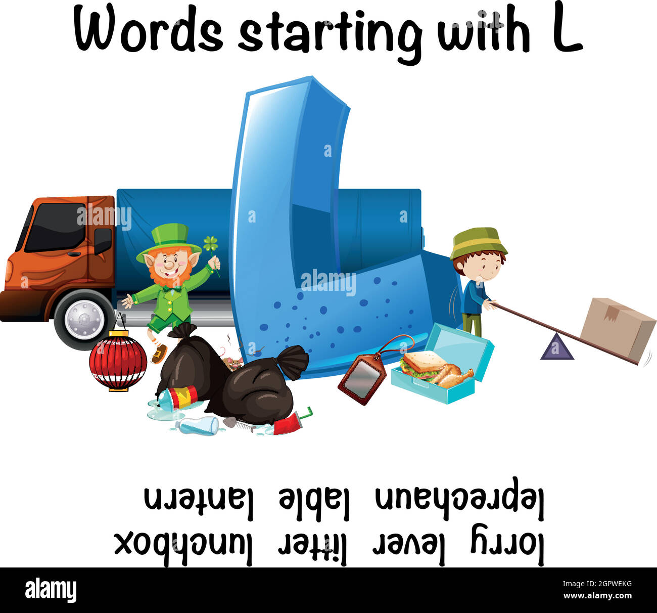 Parole inglesi che iniziano con L Illustrazione Vettoriale