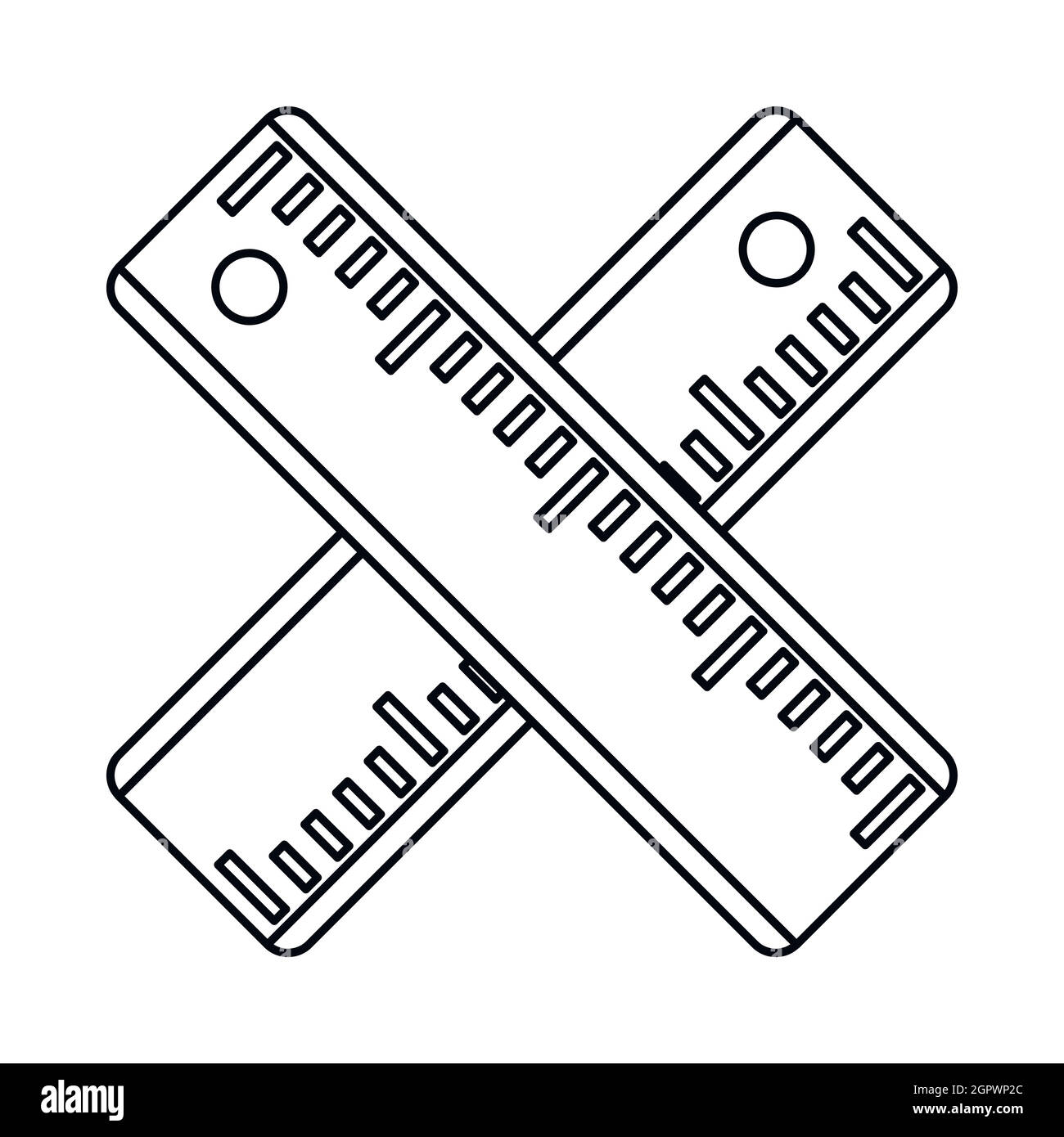 Attraversate due righelli, stile contorno Illustrazione Vettoriale
