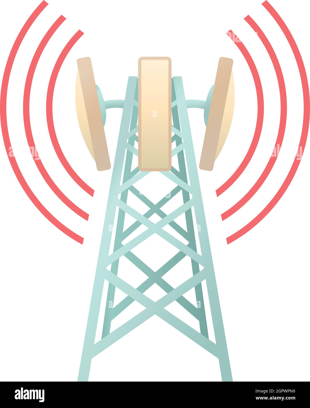Tower con apparecchiature di telecomunicazione icona Illustrazione Vettoriale