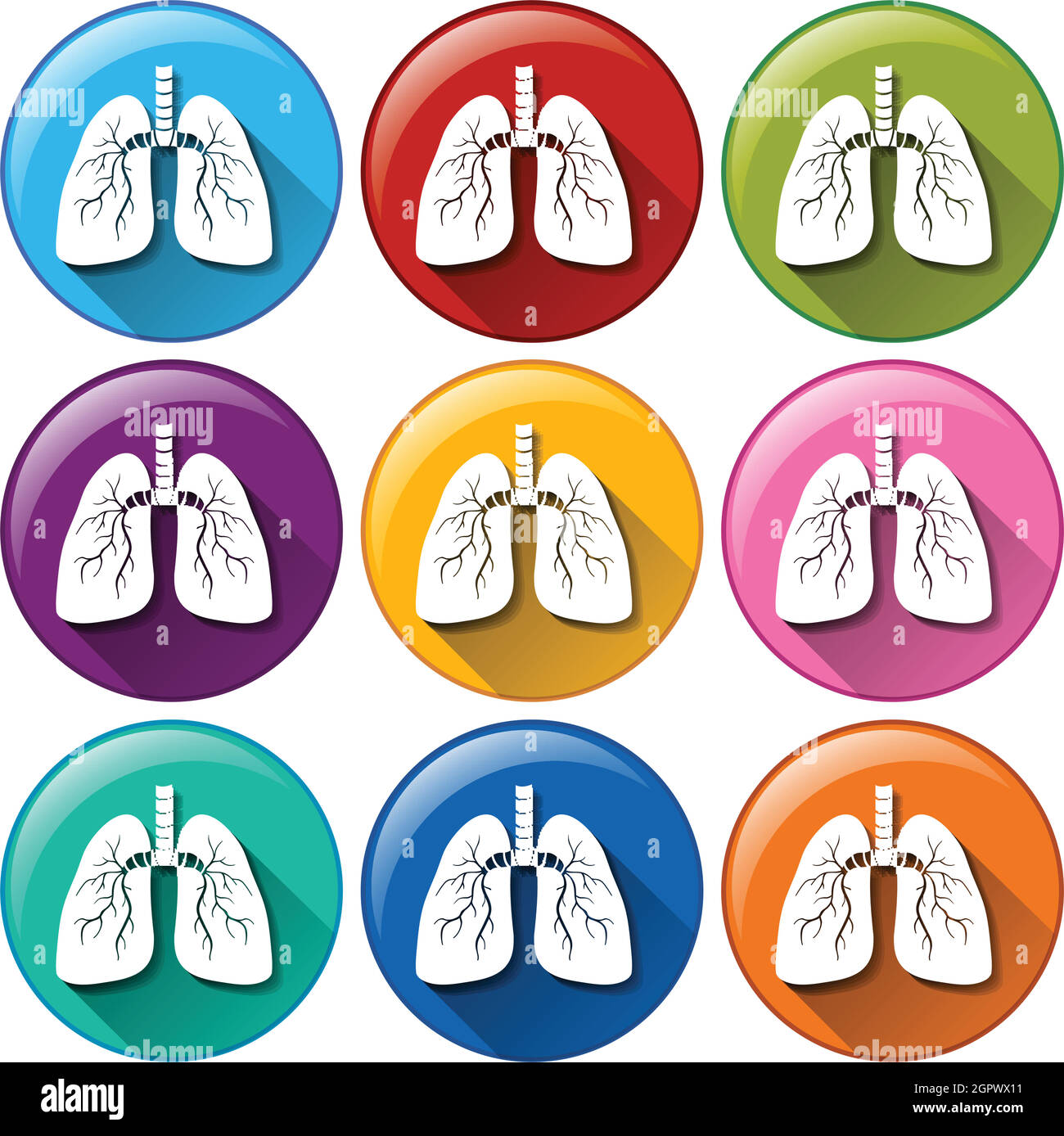 Pulsanti con organo polmonare Illustrazione Vettoriale
