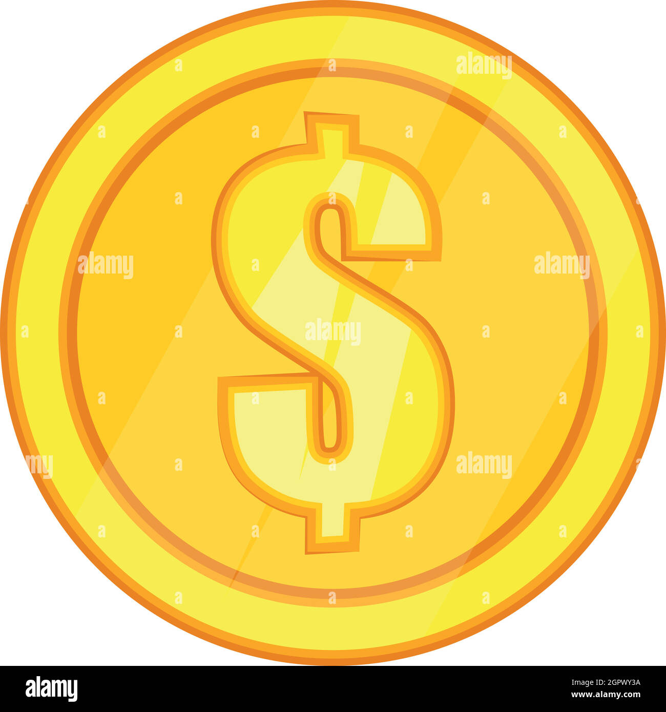 Una moneta in oro icona in stile cartoon Illustrazione Vettoriale