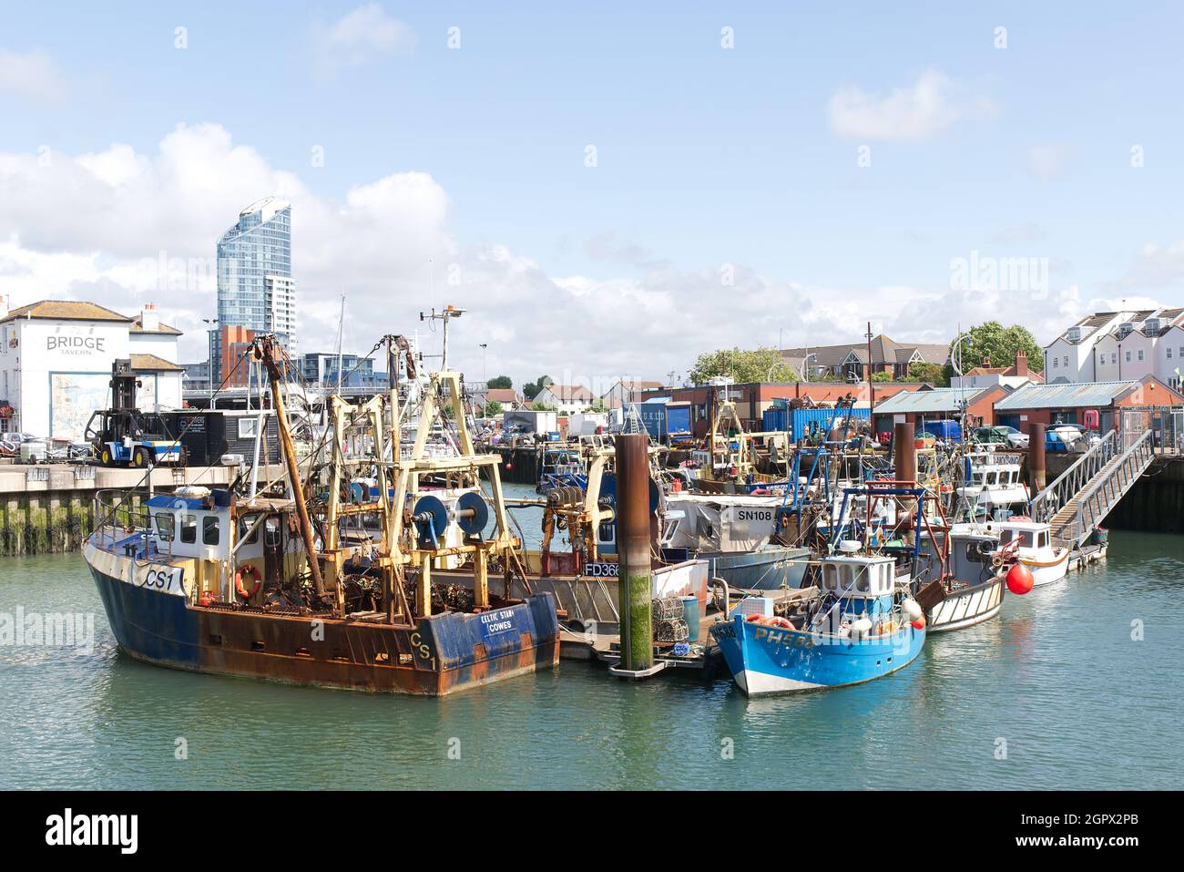 Flotte pescherecce giacenti in porto dopo la Brexit Foto Stock