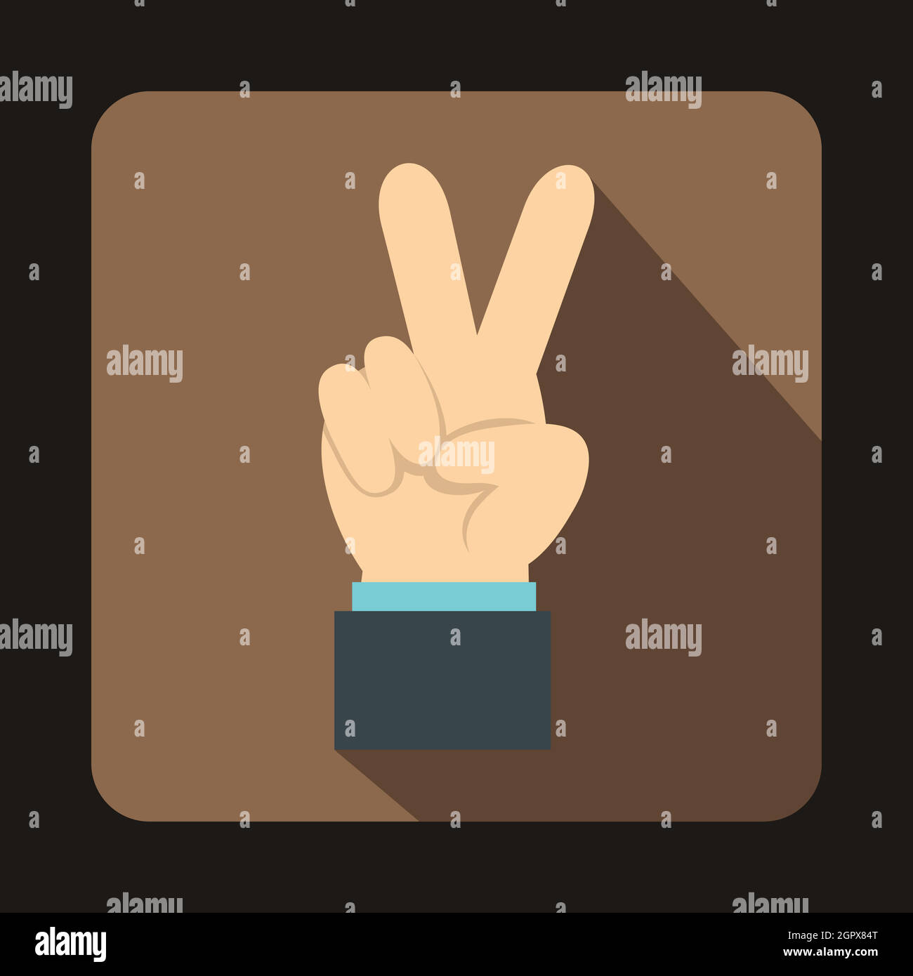 Mano con segno di vittoria, icona di stile piatto Illustrazione Vettoriale