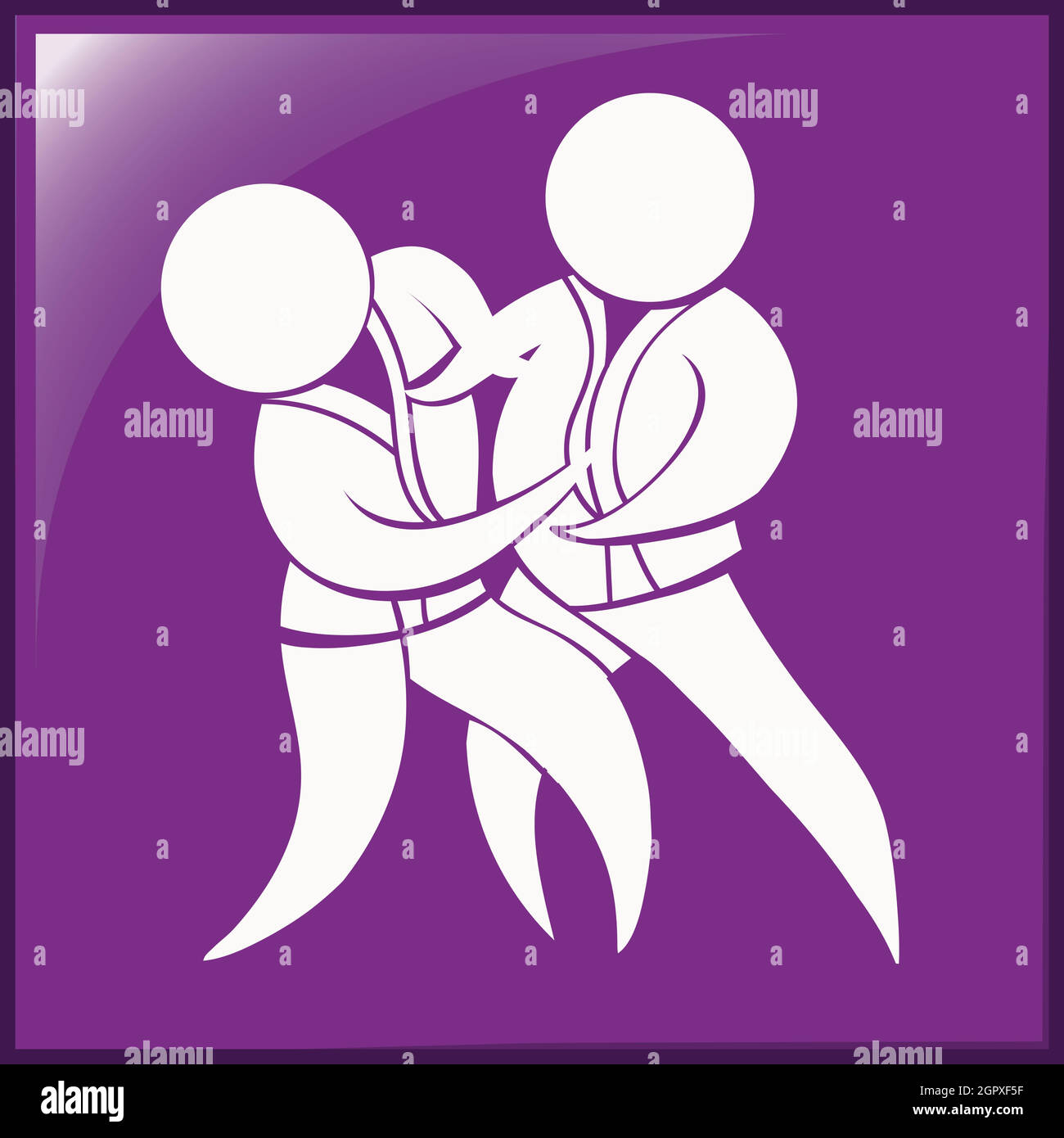 Icona taekwondo su sfondo viola Illustrazione Vettoriale