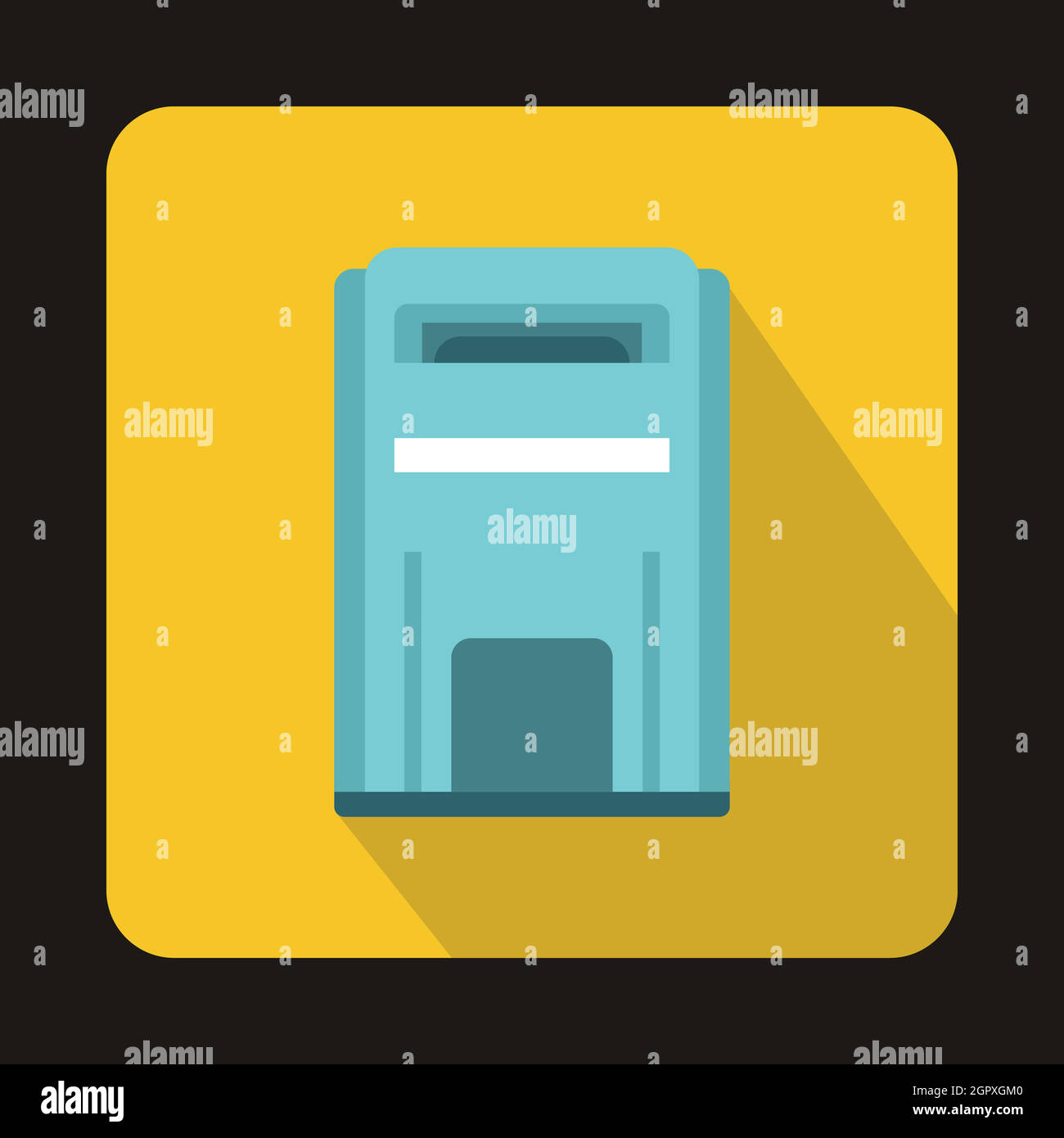Blue square post box icona, stile piatto Illustrazione Vettoriale