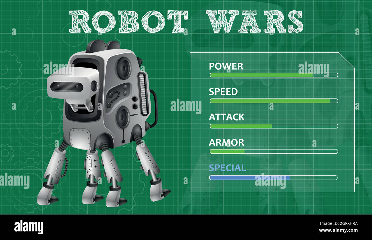 Robot Wars design con caratteristiche speciali Illustrazione Vettoriale