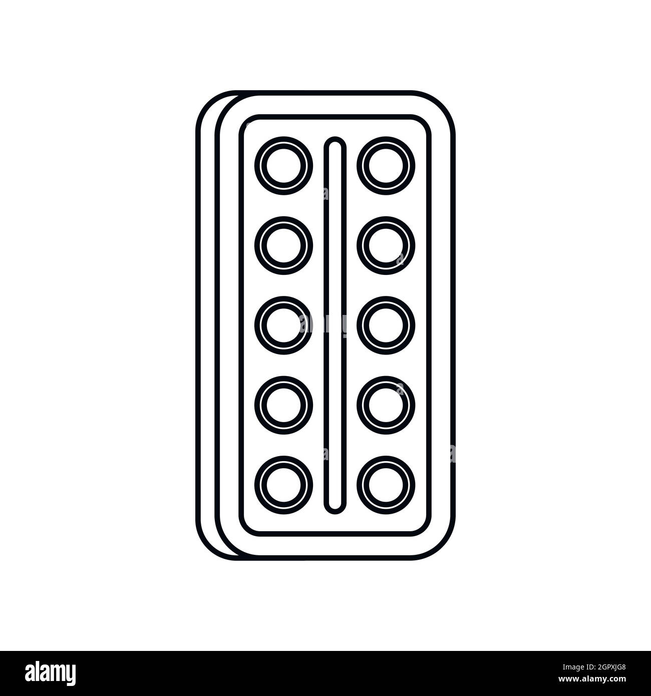 Acquerello in una scatola con pennello, l'icona di stile di contorno Illustrazione Vettoriale