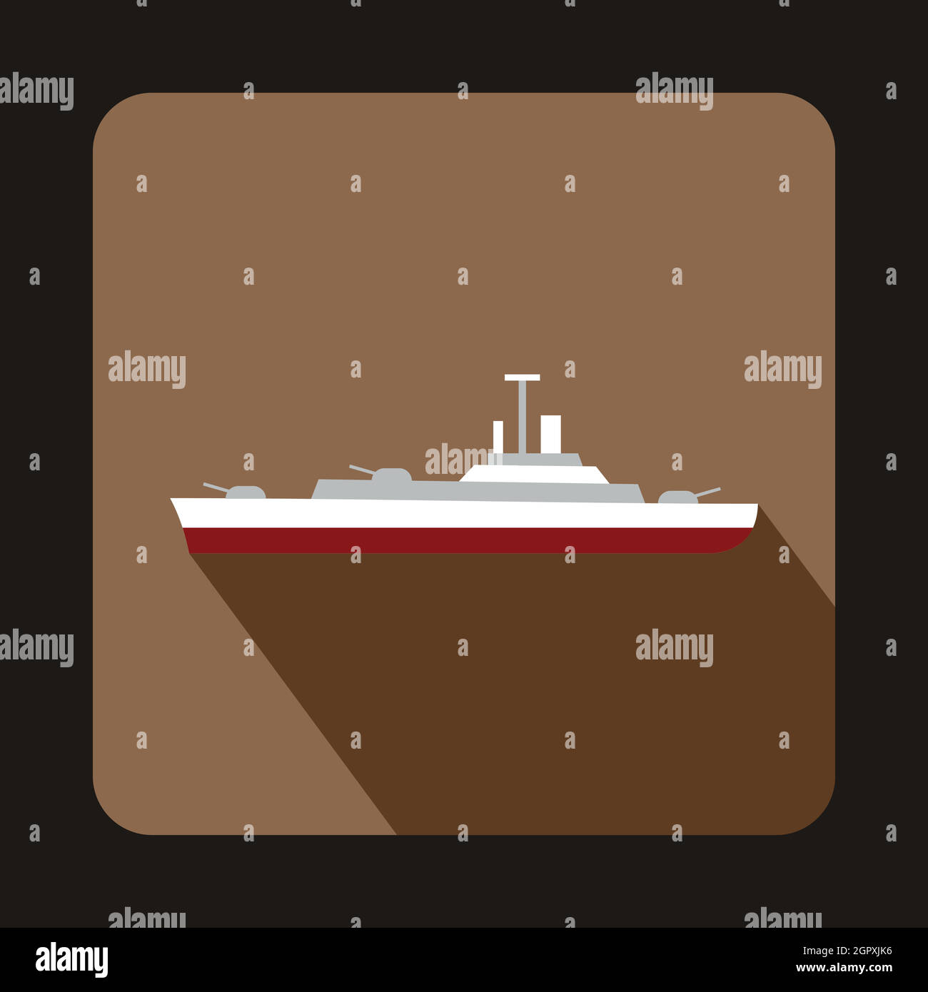 Nave militare, l'icona di stile di Piana Illustrazione Vettoriale