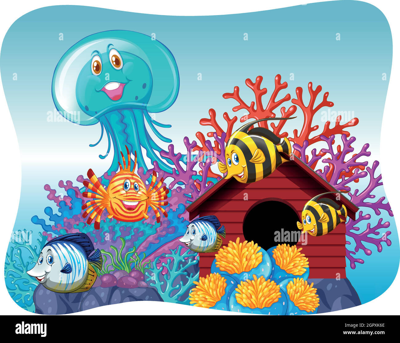 Animali marini che nuotano sott'acqua Illustrazione Vettoriale