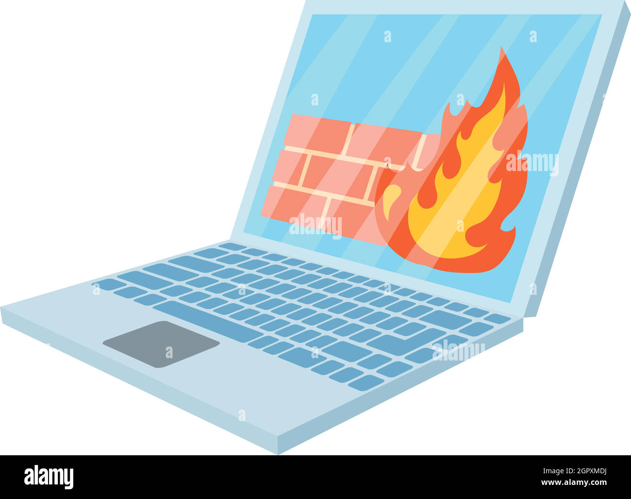 Virus sul computer portatile, l'icona di stile cartoon Illustrazione Vettoriale