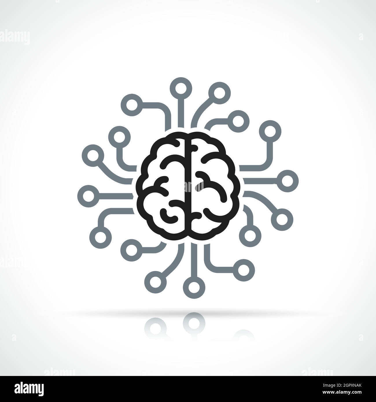 icona della linea di intelligenza artificiale isolata Illustrazione Vettoriale