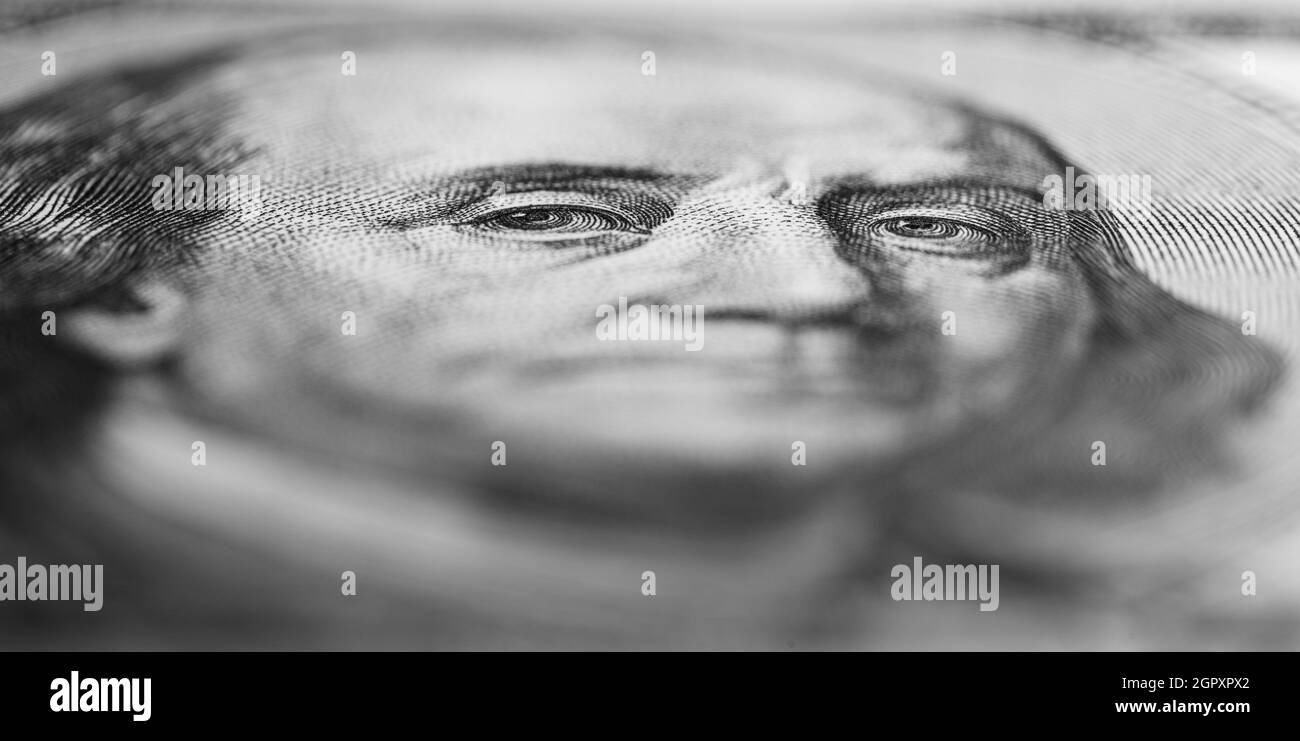 frammento di vecchia banconota da 100 dollari a scopo progettuale Foto Stock