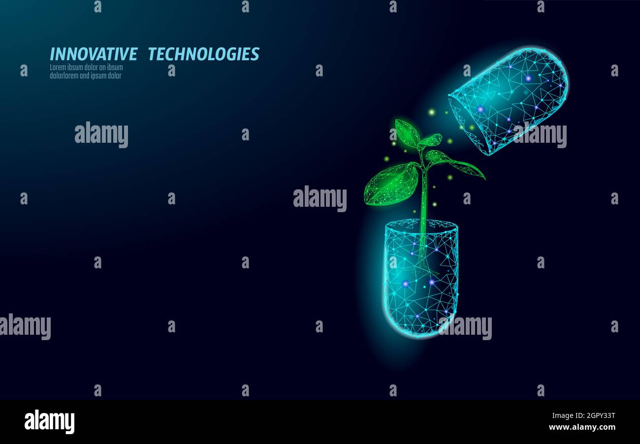 Estratto organico essenziale della capsula 3D. Cosmetici supplemento per la cura della pelle. Modello di poster della vitamina di medicina della salute. Tecnologia innovativa foglie realistiche gl Illustrazione Vettoriale