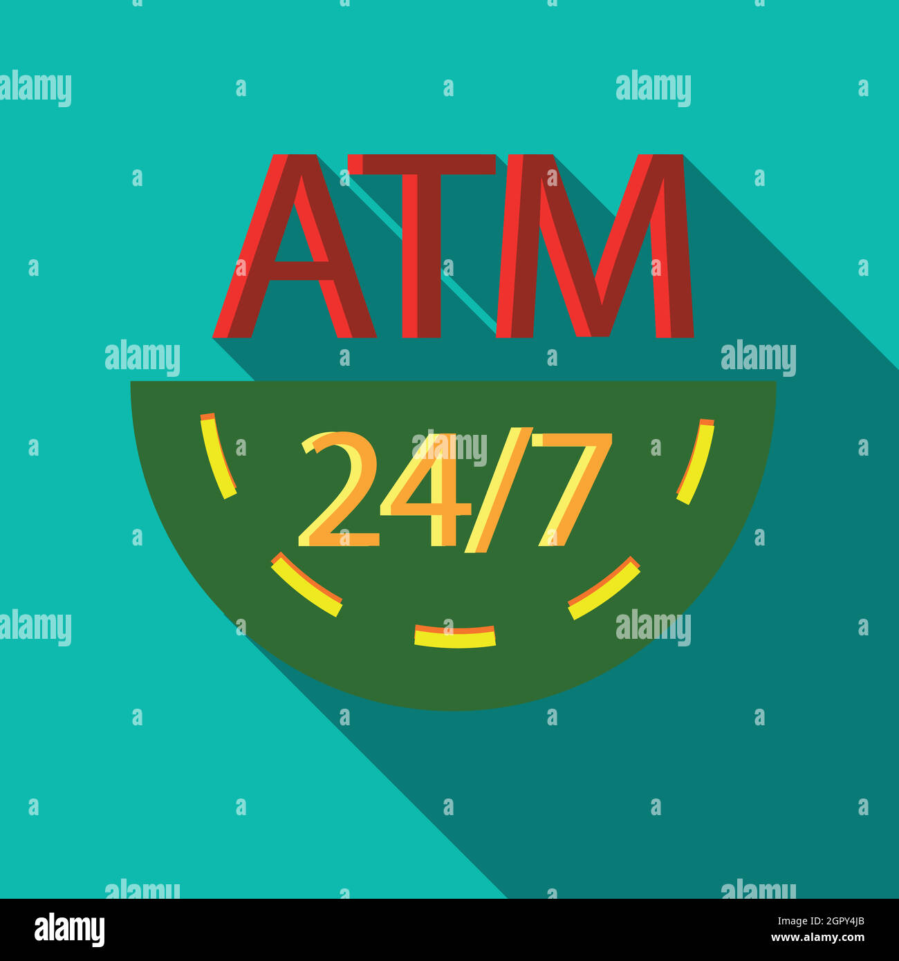 Round-the-clock ATM, l'icona di stile di Piana Illustrazione Vettoriale