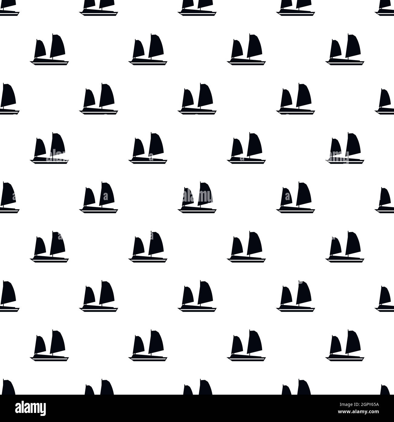 Vietnamese junk boat pattern, stile semplice Illustrazione Vettoriale
