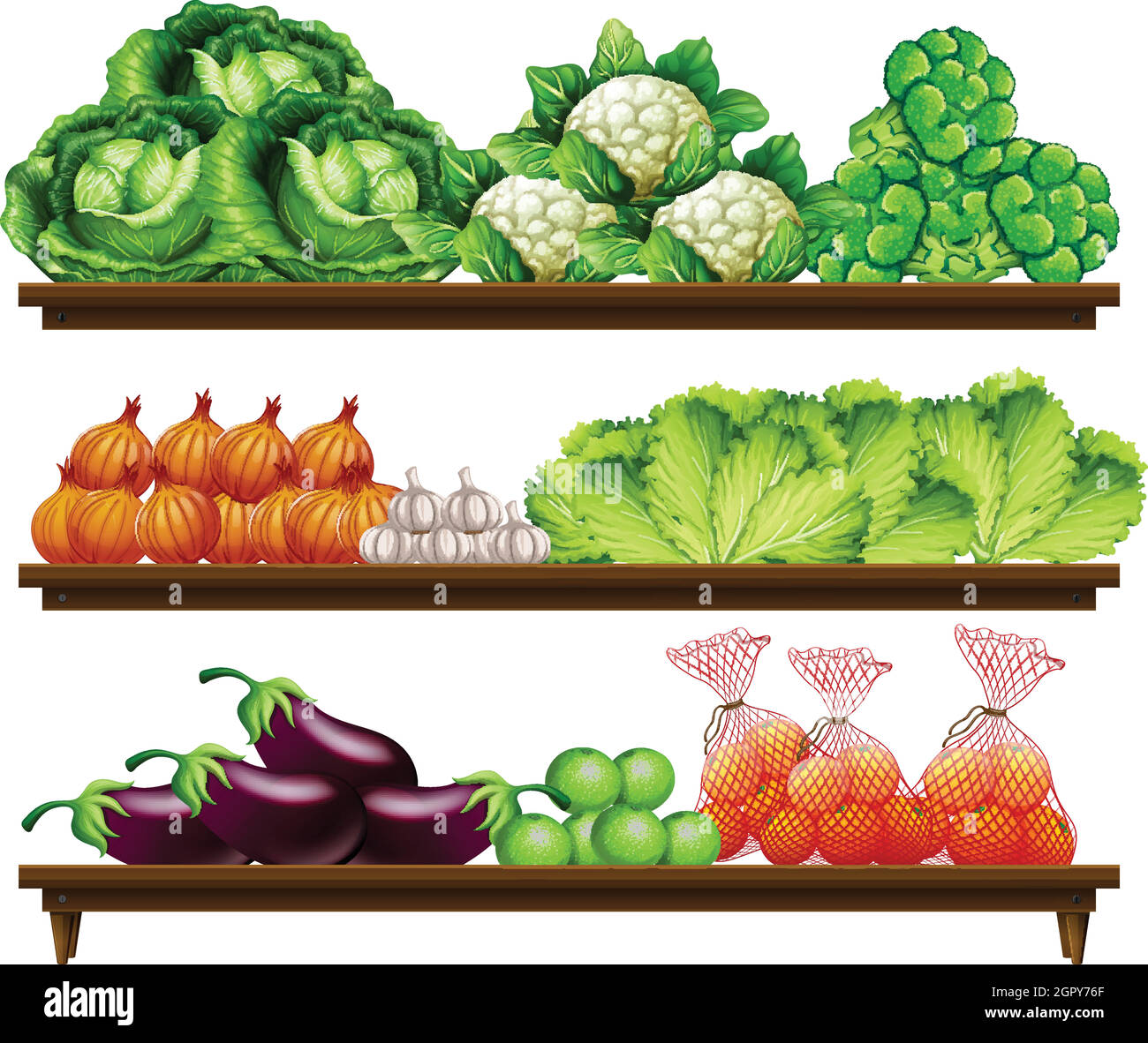 Set di verdure organiche Illustrazione Vettoriale