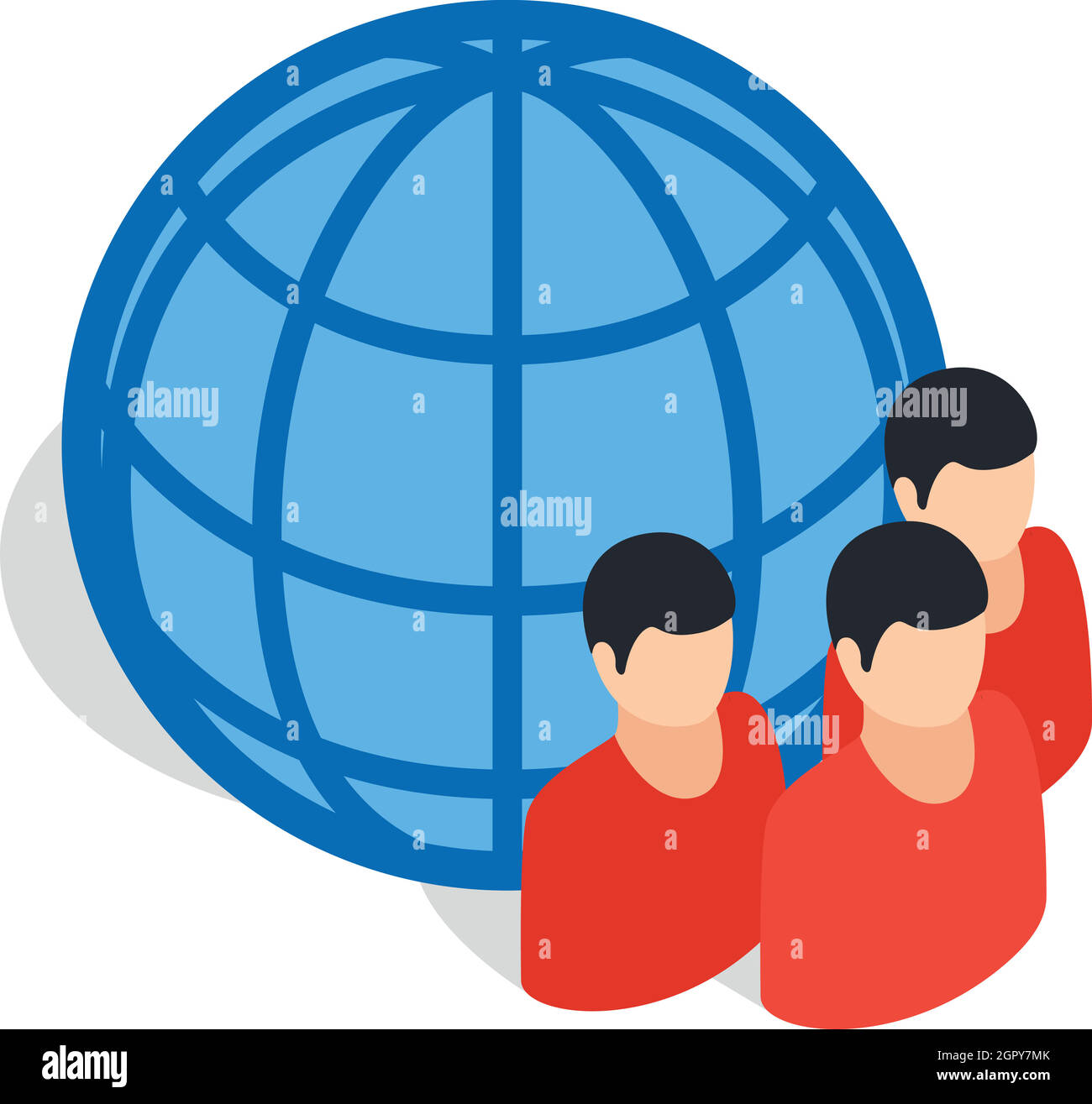 Pianeta e icona di persone isometrica 3d style Illustrazione Vettoriale