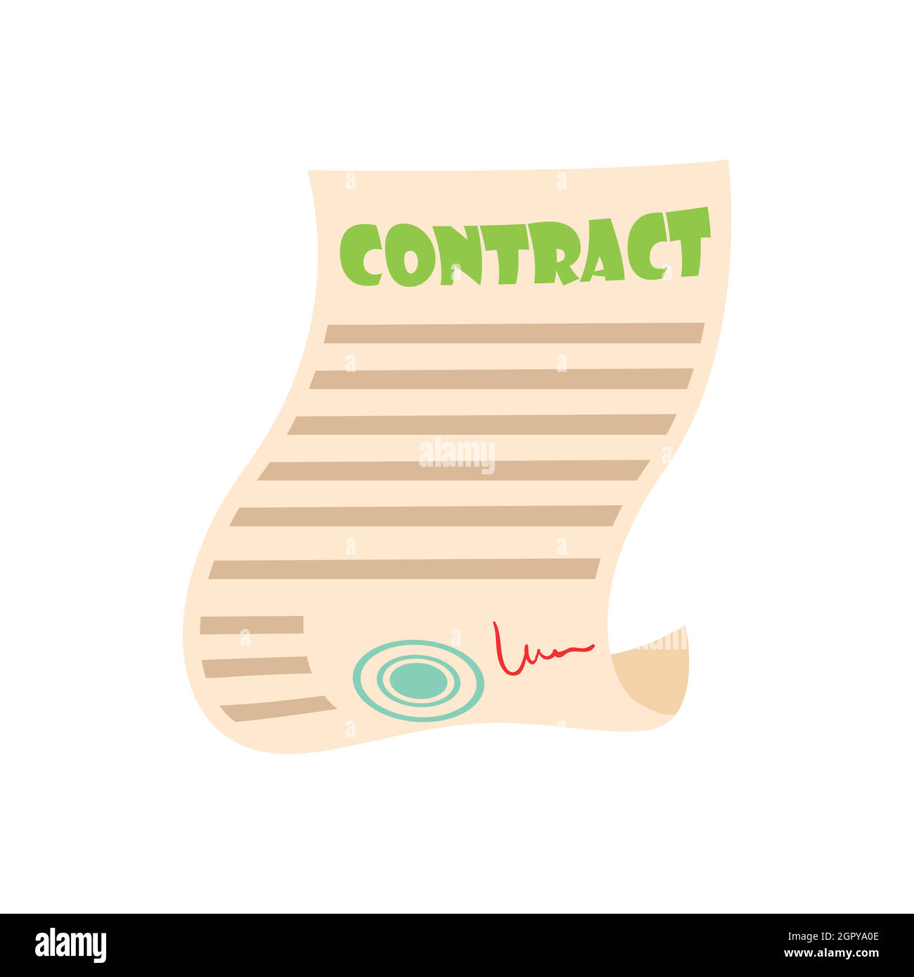 Documento icona del contratto, stile cartoon Illustrazione Vettoriale